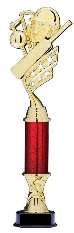Helix Gold Cricket Trophy with Star Riser and Star Column, 15" (FLX-9522GC )