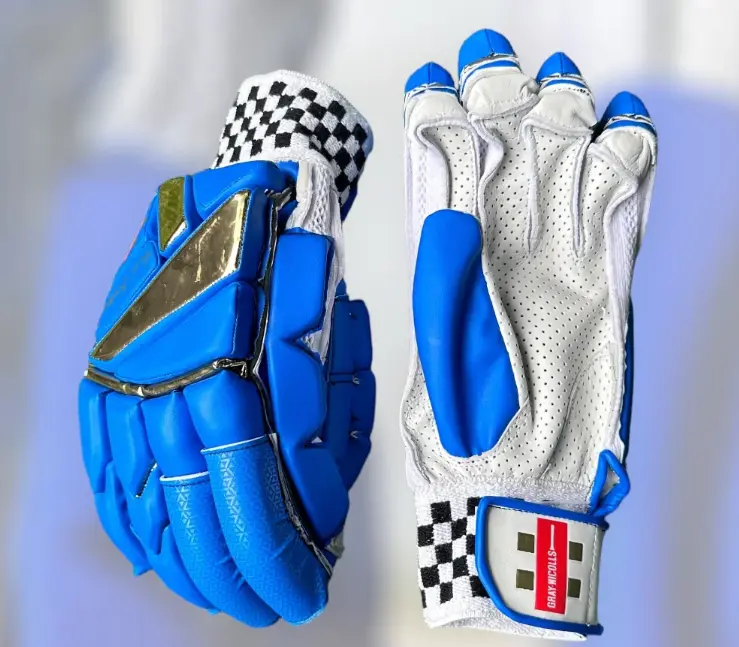 Gray Nicolls Batting Gloves - Gold Edition (BLUE) (Right Hand)