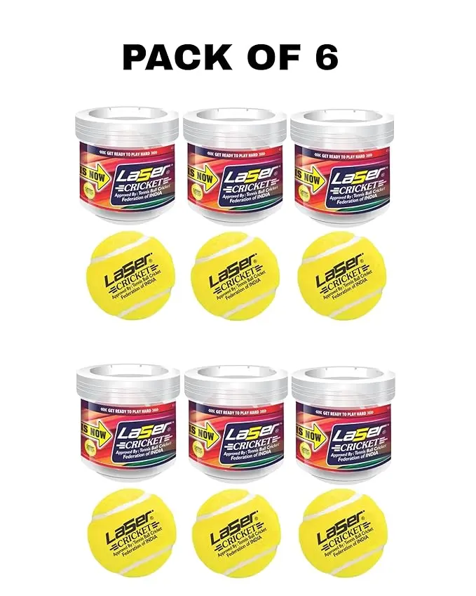 Guru Laser Yellow Tennis Balls (Pack of 6)